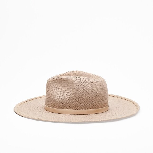 Janessa Leone "Valentine" Packable Straw Fedora Hat in taupe (size S) - Picture 2 of 8